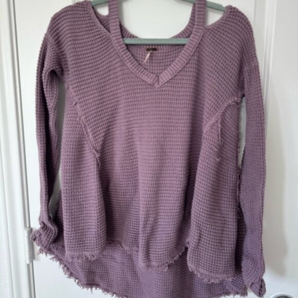 Free People V-Neck Waffle Knit Sweater - Picture 1 of 3
